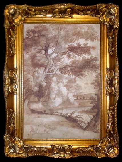 framed  Claude Lorrain River View with Trees (mk17), ta009-2